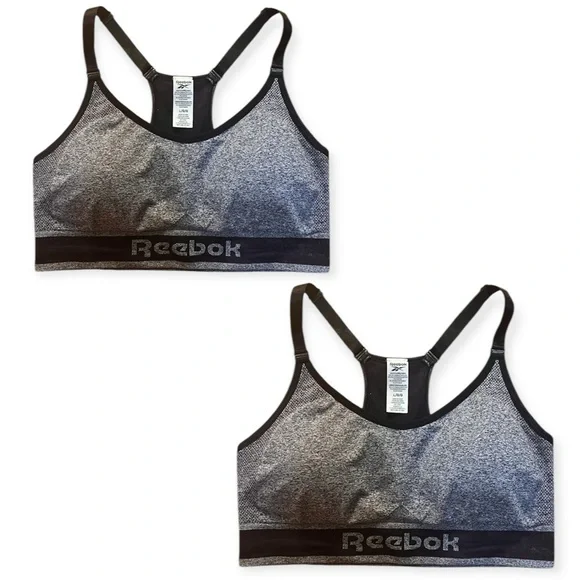 Set of 2 Gray Reebok Racerback Sports Bras with Removable Cups - Picture 3 of 15